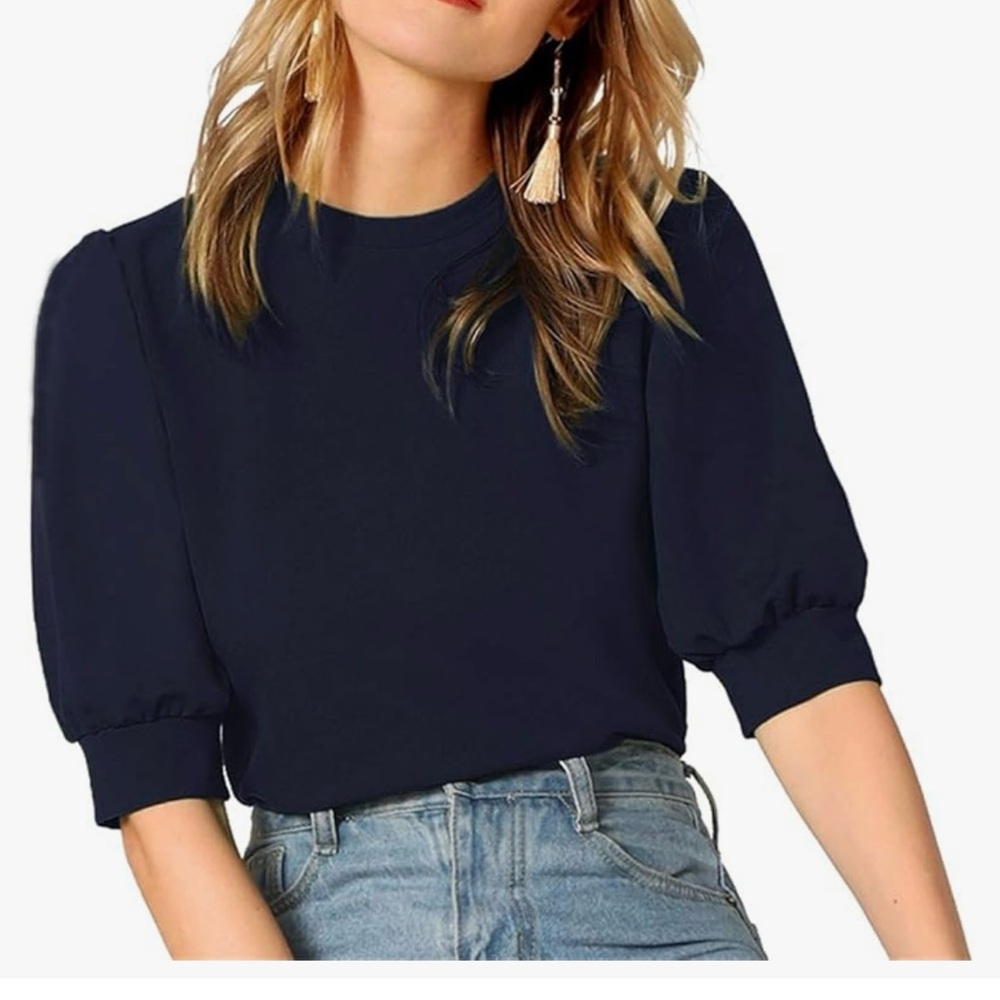 SHEIN woman’s puffed sleeve casual shirt keyhole back
